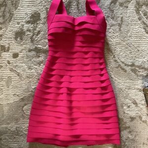 Hot pink accordion dress